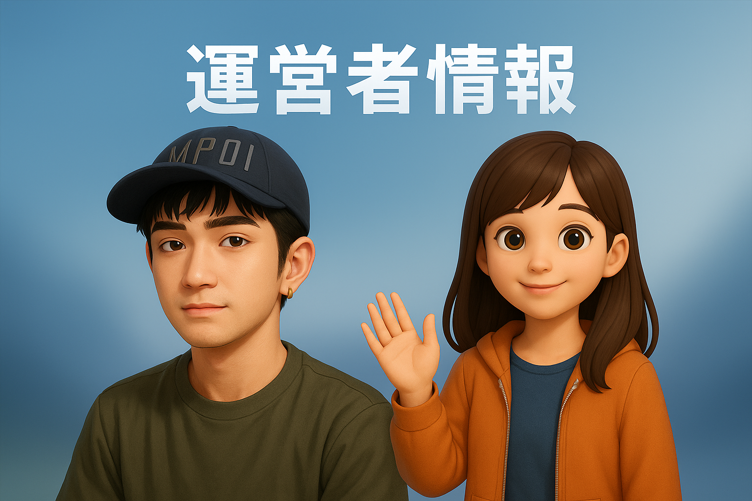 アニメ風にデザインされたブログ運営者と案内キャラクターが並んだシンプルな紹介用ヘッダー画像（AI生成オリジナルイメージ画像／非公式素材）
