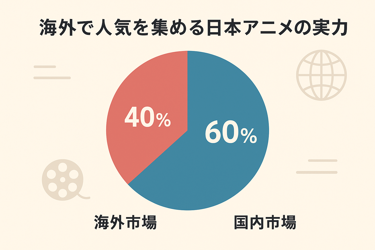 海外で人気を集める日本アニメの成長を示すイメージ図