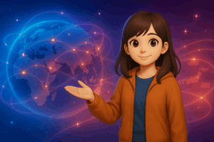 アニメ文化の広がりを象徴する少女。