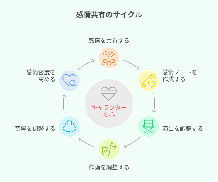 感情共有の循環を象徴する抽象イメージ。（本文テーマを補足）