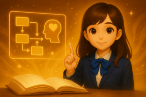 物語構造を読み解く少女。