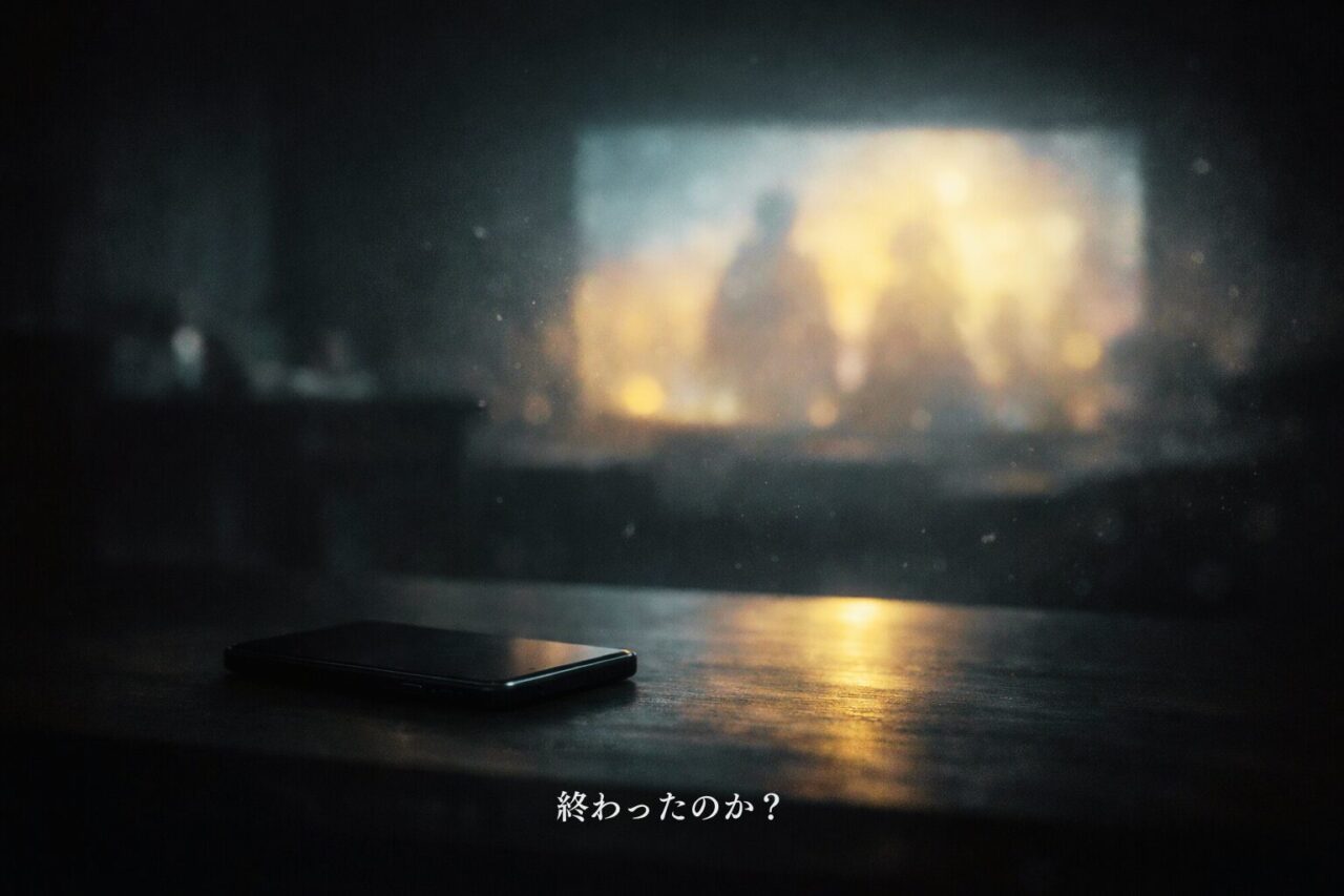 推し活が終わったと感じる瞬間を表した、スマホとぼやけた記憶の対比イメージ